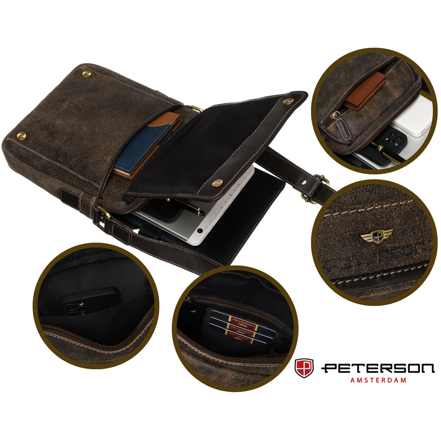 Braune Herrentasche aus Echtleder im urbanen Stil - Peterson – Bild 11