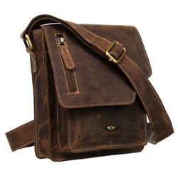 Herrentasche aus Leder in Braun mit goldfarbenen Beschlägen – Peterson