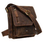 Herrentasche aus Leder in Braun mit goldfarbenen Beschlägen - Peterson