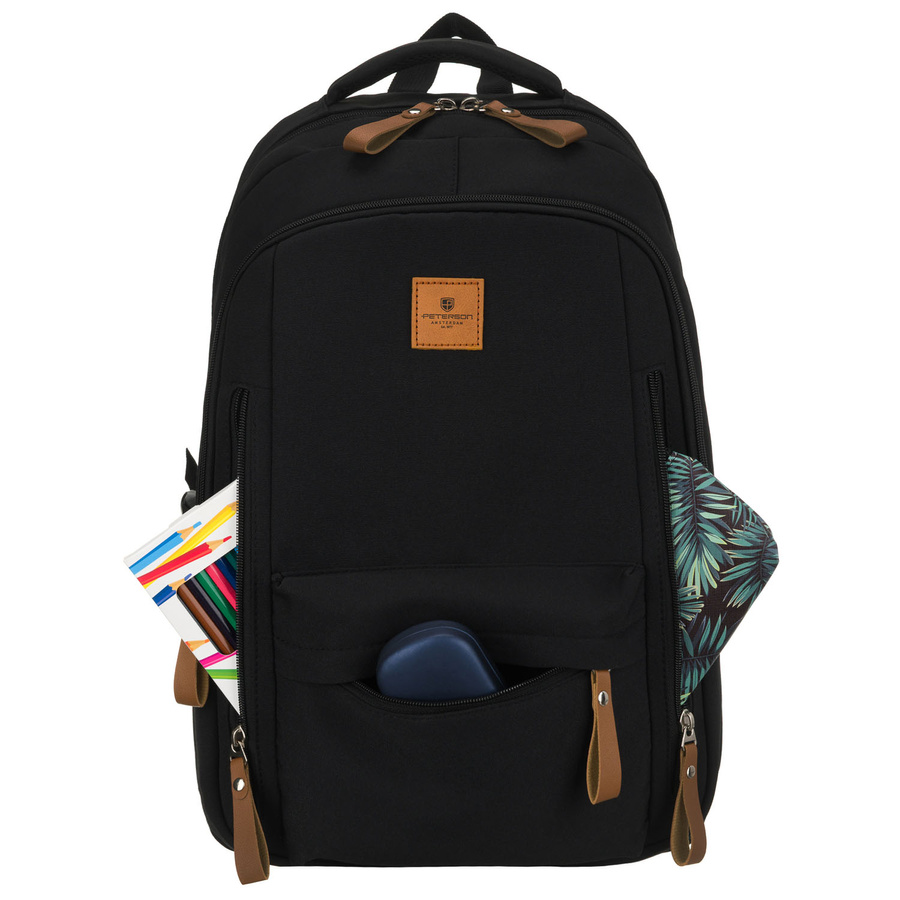 Jugendlicher Schulrucksack aus Polyester in schwarzer Farbe – Peterson – Bild 4