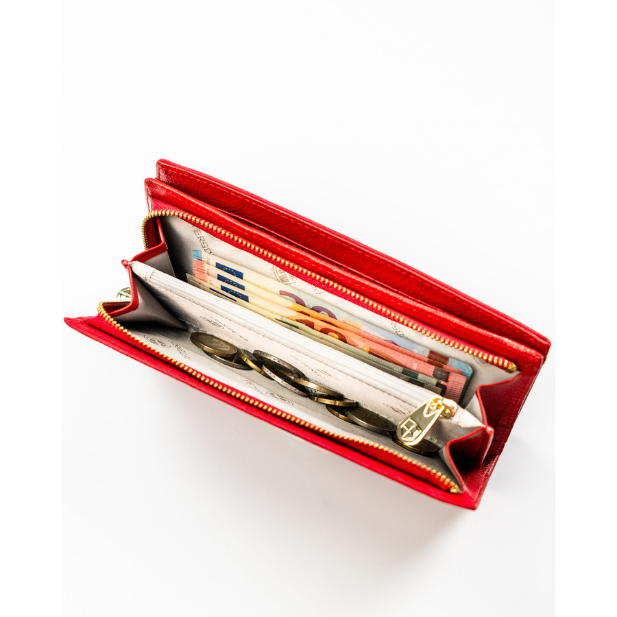 Große, rote, vertikale Damen-Geldbörse mit Magnet- und Reißverschluss - Peterson – Bild 8