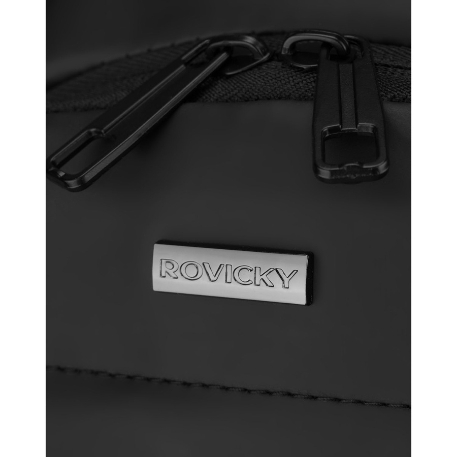 Schwarze, geräumige Herrengürteltasche zum Umhängen aus Kunstleder, ausgestattet mit USB-Anschluss - Rovicky – Bild 11