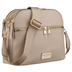 Damen-Umhängetasche aus Kunstleder in Beige mit drei Fächern – Peterson