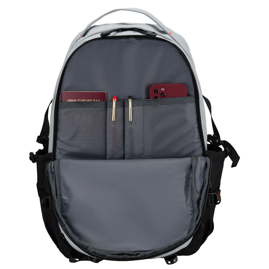 Großer, touristischer Rucksack aus Polyester in grauer Farbe, mit zwei Fächern, mit Reißverschluss verschließbar - Peterson – Bild 21