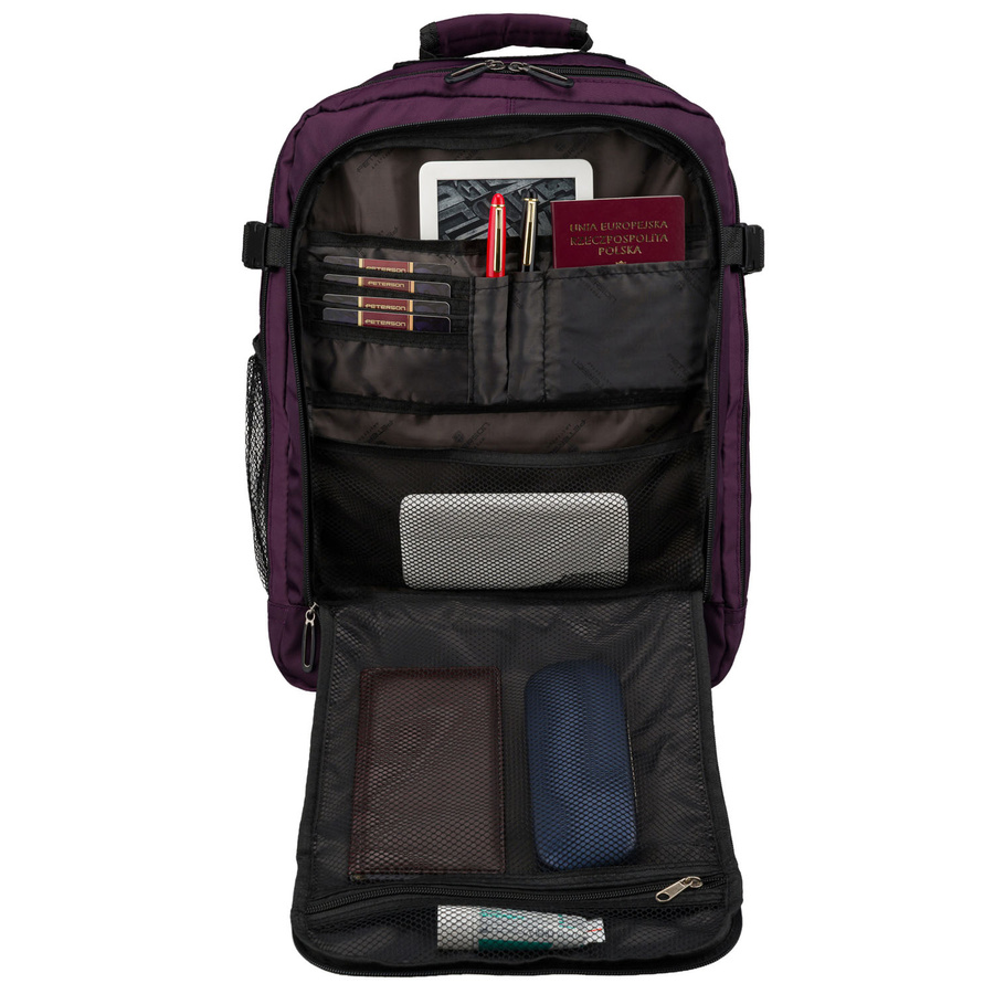 Lila Kabinenrucksack aus Polyester mit Reißverschluss, zweifach unterteilt - Peterson – Bild 8