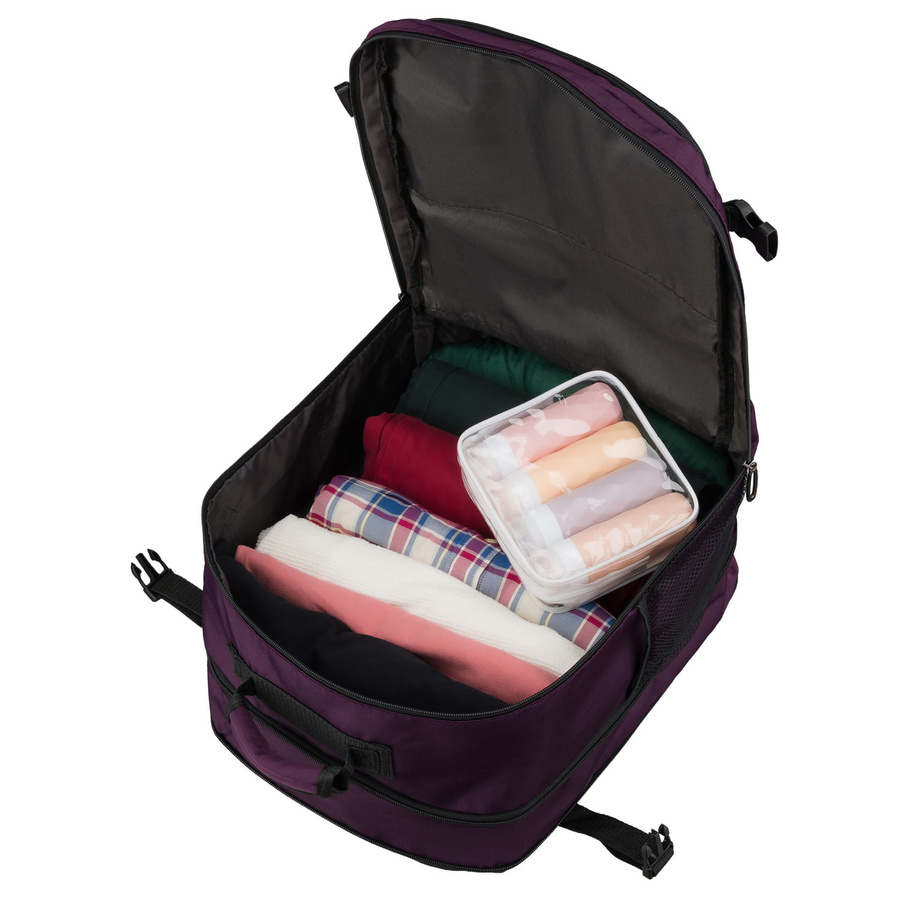 Lila Kabinenrucksack aus Polyester mit Reißverschluss, zweifach unterteilt - Peterson – Bild 9