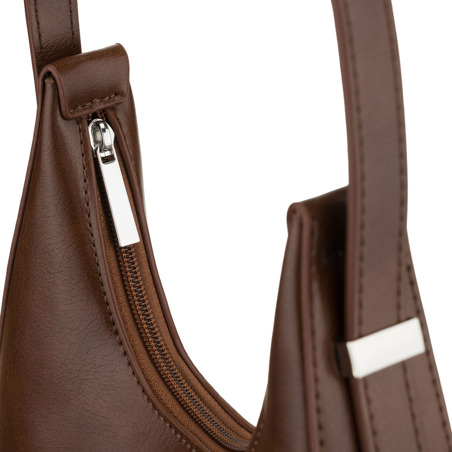 Damenhandtasche im Baguette-Stil aus Kunstleder in Braun mit Reißverschluss - Rovicky – Bild 5