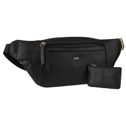 Schwarze Herren-Lederbauchtasche mit verstellbarem Riemen – Peterson