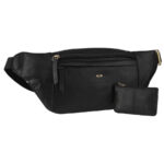 Schwarze Herren-Lederbauchtasche mit verstellbarem Riemen – Peterson