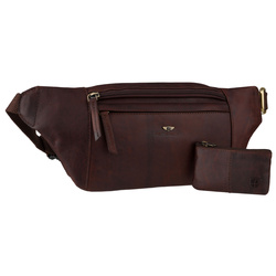 Schwarze Herren-Lederbauchtasche mit verstellbarem Riemen und Schlüsseltasche im Set – Peterson