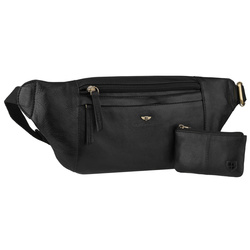 Herrentasche aus Leder in Schwarz mit verstellbarem Gurt und Schlüsseletui im Set – Peterson