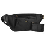 Herrentasche aus Leder in Schwarz mit verstellbarem Gurt und Schlüsseletui im Set - Peterson