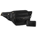 Geräumige Herrengürteltasche aus Leder in Schwarz mit Reißverschluss - Peterson