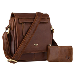 Einfaches Herrentasche aus Leder in Braun mit Schlüsseletui im Set – Peterson