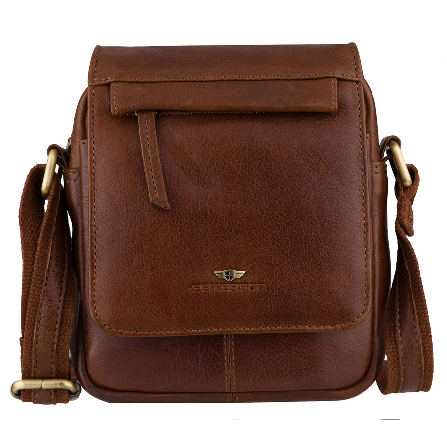 Einfaches Herrentasche aus Leder in Braun mit Schlüsseletui im Set - Peterson – Bild 2