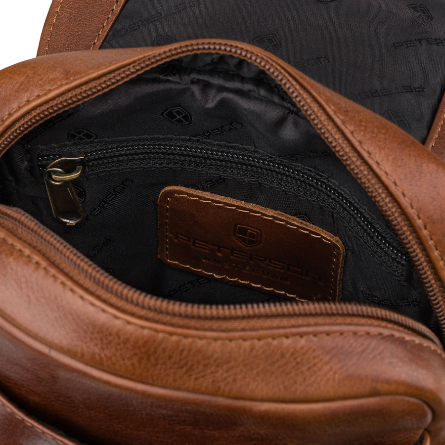Einfaches Herrentasche aus Leder in Braun mit Schlüsseletui im Set - Peterson – Bild 6
