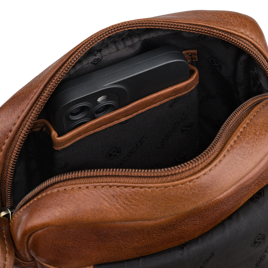 Einfaches Herrentasche aus Leder in Braun mit Schlüsseletui im Set - Peterson – Bild 7