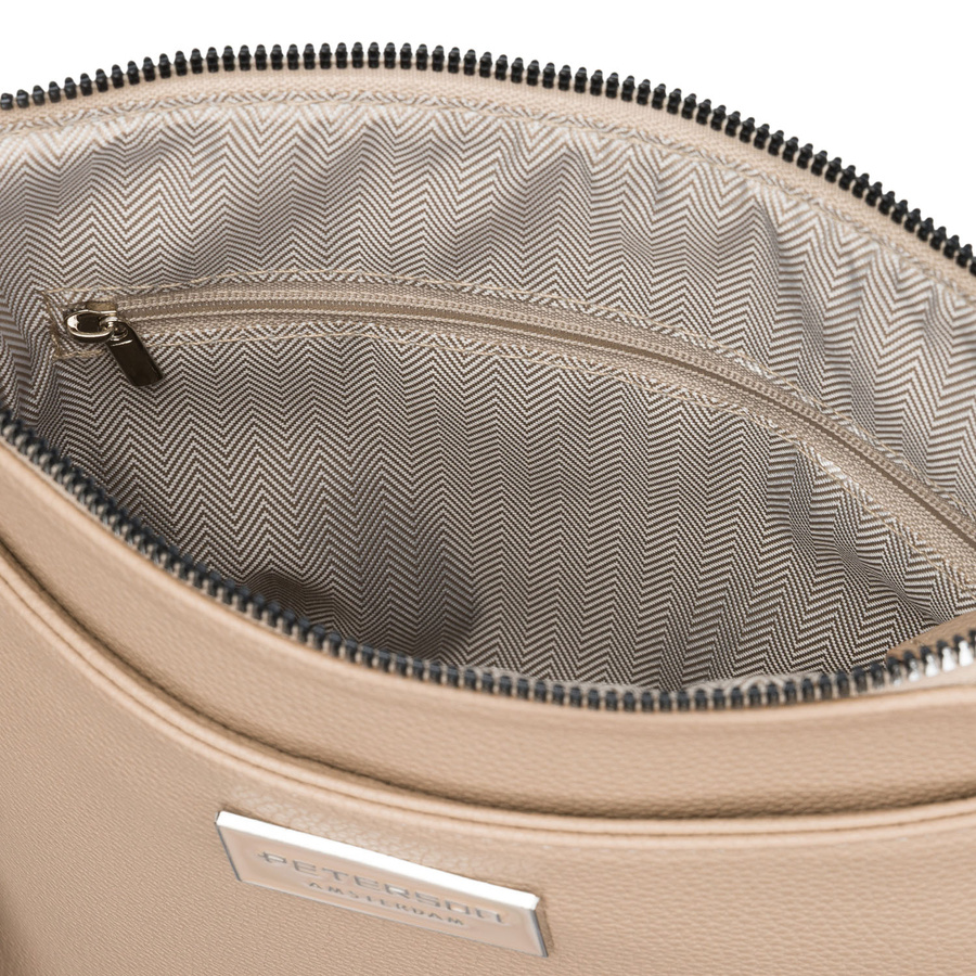 Beige Damen-Umhängetasche aus Kunstleder, mit Reißverschluss - Peterson – Bild 6