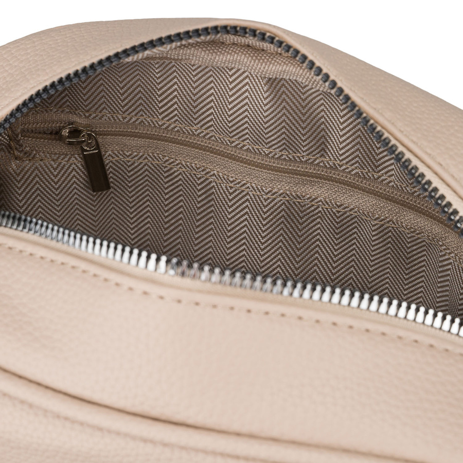 Beige Damen-Umhängetasche aus Kunstleder, mit Reißverschluss - Peterson – Bild 5