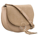 Beige Damen-Umhängetasche mit Klappe aus Kunstleder - Peterson