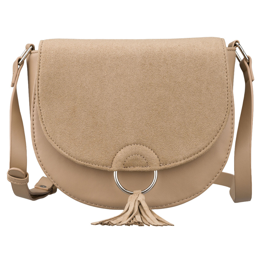 Beige Damen-Umhängetasche mit Klappe aus Kunstleder - Peterson – Bild 2