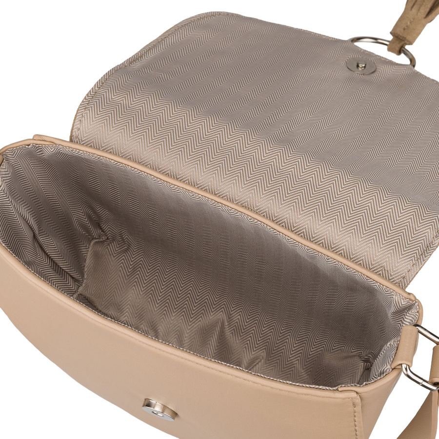 Beige Damen-Umhängetasche mit Klappe aus Kunstleder - Peterson – Bild 4