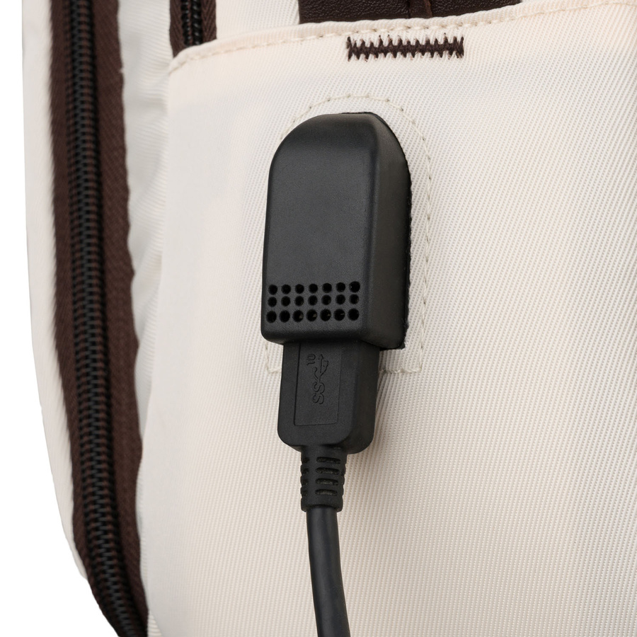 Kabinenrucksack aus Polyester in Beige, ausgestattet mit USB-Anschluss - Peterson – Bild 15