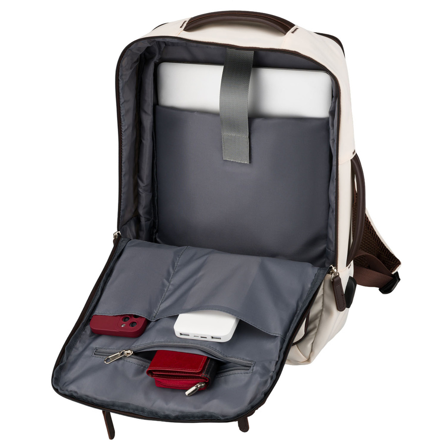Kabinenrucksack aus Polyester in Beige, ausgestattet mit USB-Anschluss - Peterson – Bild 12