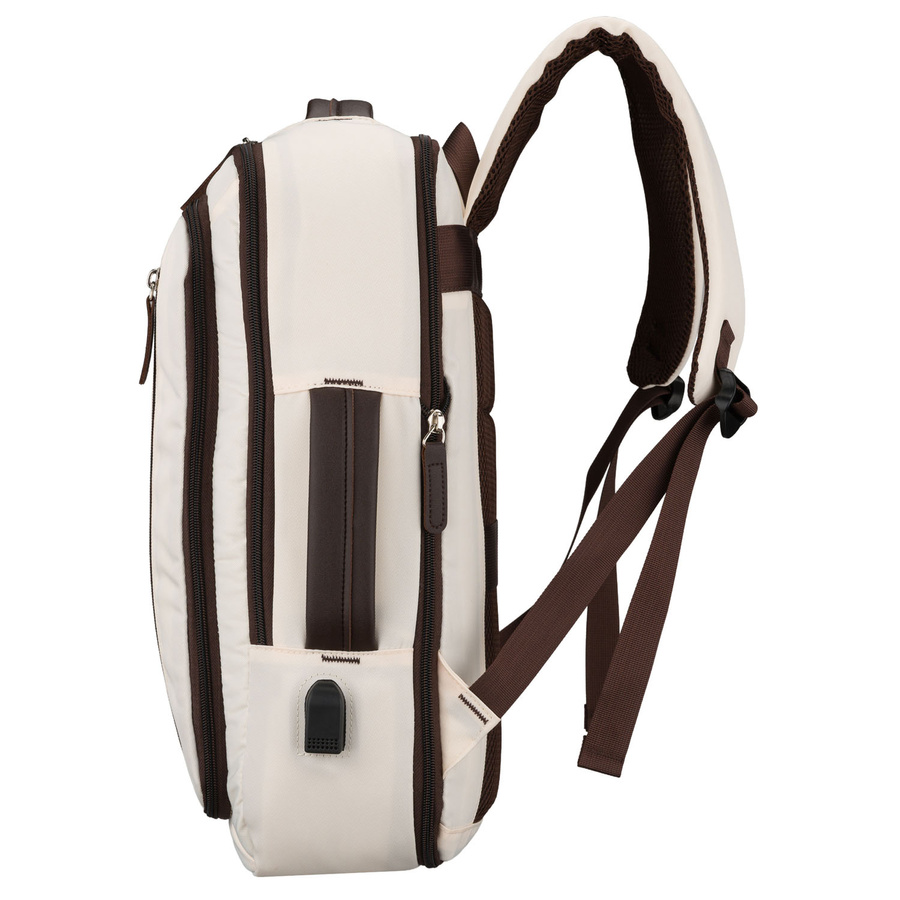 Kabinenrucksack aus Polyester in Beige, ausgestattet mit USB-Anschluss - Peterson – Bild 6