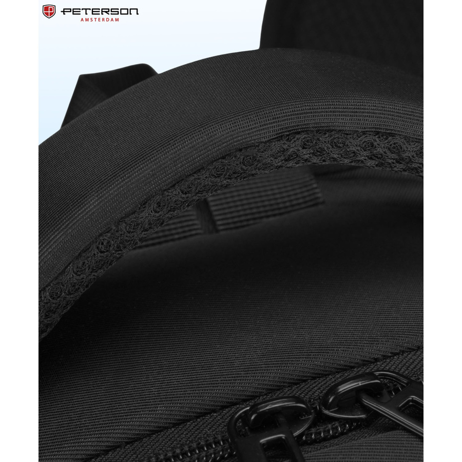 Großer schwarzer Rucksack aus Polyester mit verstellbaren Schultergurten und Schlüssel-Retraktor im Set – Peterson – Bild 5
