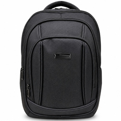 Geräumiger schwarzer Rucksack aus Polyester mit Reißverschluss und Schlüssel-Retraktor im Set – Peterson