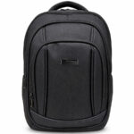 Geräumiger schwarzer Rucksack aus Polyester mit Reißverschluss und Schlüssel-Retraktor im Set – Peterson