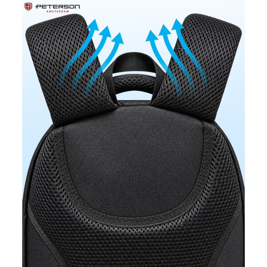 Geräumiger schwarzer Rucksack aus Polyester mit Reißverschluss und Schlüssel-Retraktor im Set – Peterson – Bild 10