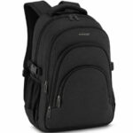 Praktischer schwarzer Rucksack aus Polyester mit Laptopfach und Schlüssel-Retraktor im Set – Peterson