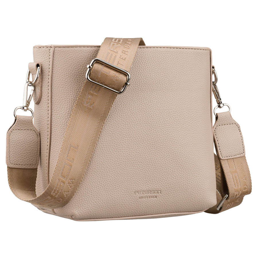 Beige Damen-Umhängetasche aus Kunstleder mit abnehmbarem Schultergurt - Peterson