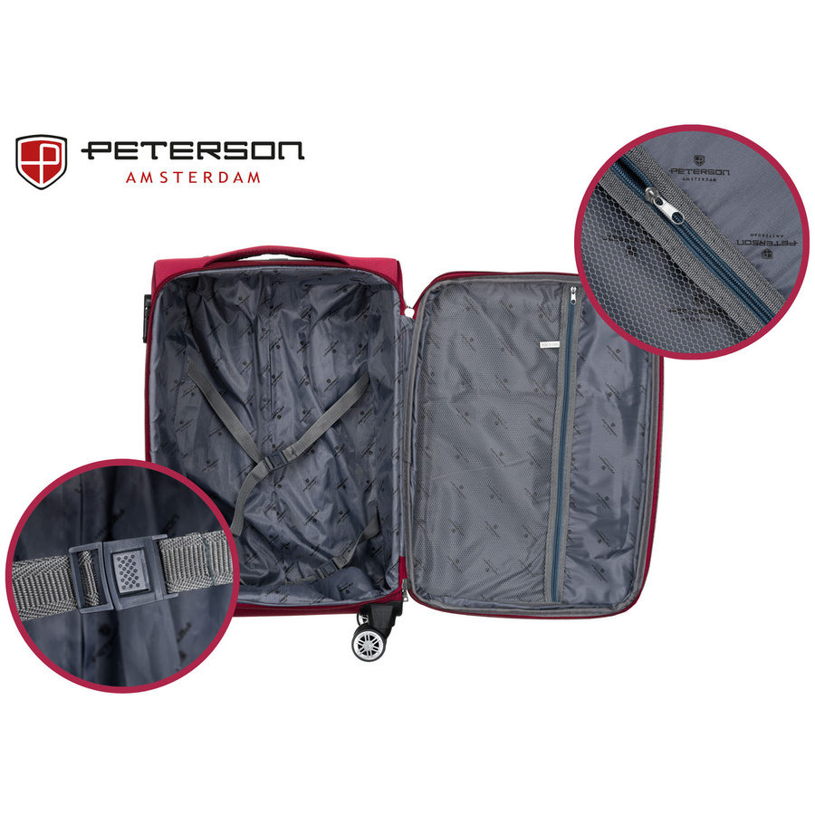 Reisekoffer in Kabinengröße aus weichem Polyesterstoff in Rot-Blau - Peterson – Bild 13