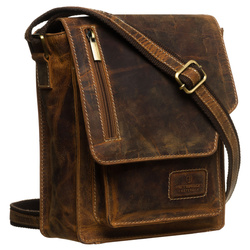 Herren-Umhängetasche im Vintage-Stil in Braun mit Klappe – Peterson