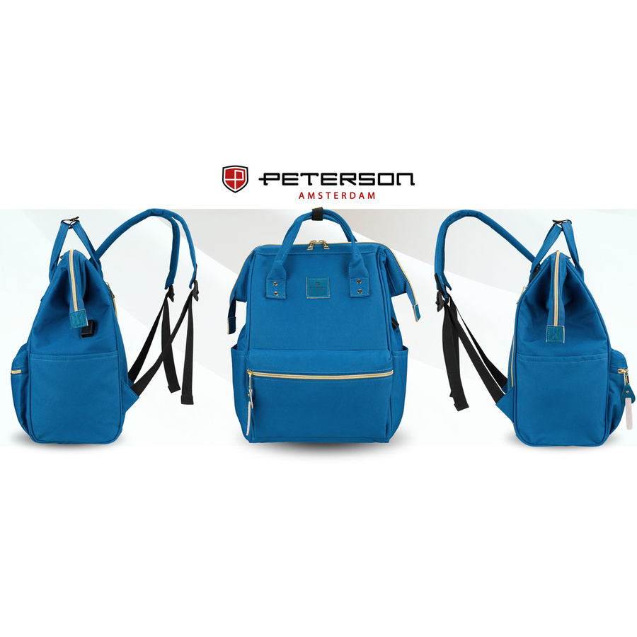 Einfaches, blaues Damen-Rucksack aus Polyester mit USB-Anschluss - Peterson – Bild 7
