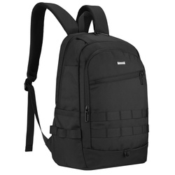 Großer Rucksack aus Polyester in schwarzer Farbe mit Reißverschluss, ausgestattet mit einem Laptopfach – Peterson