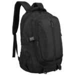 Geräumiger Rucksack aus Polyester in schwarzer Farbe, ausgestattet mit einem Laptopfach und einem Retraktor - Peterson