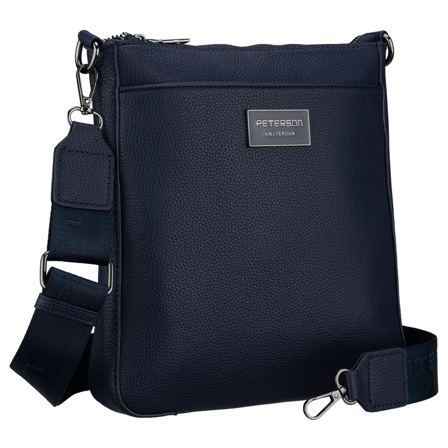 Damen-Umhängetasche in Marineblau aus Kunstleder, mit Reißverschluss - Peterson