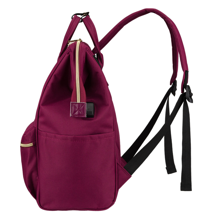 Einfaches Damen-Rucksack aus Polyester in Burgunderfarbe, ausgestattet mit USB-Anschluss - Peterson – Bild 5