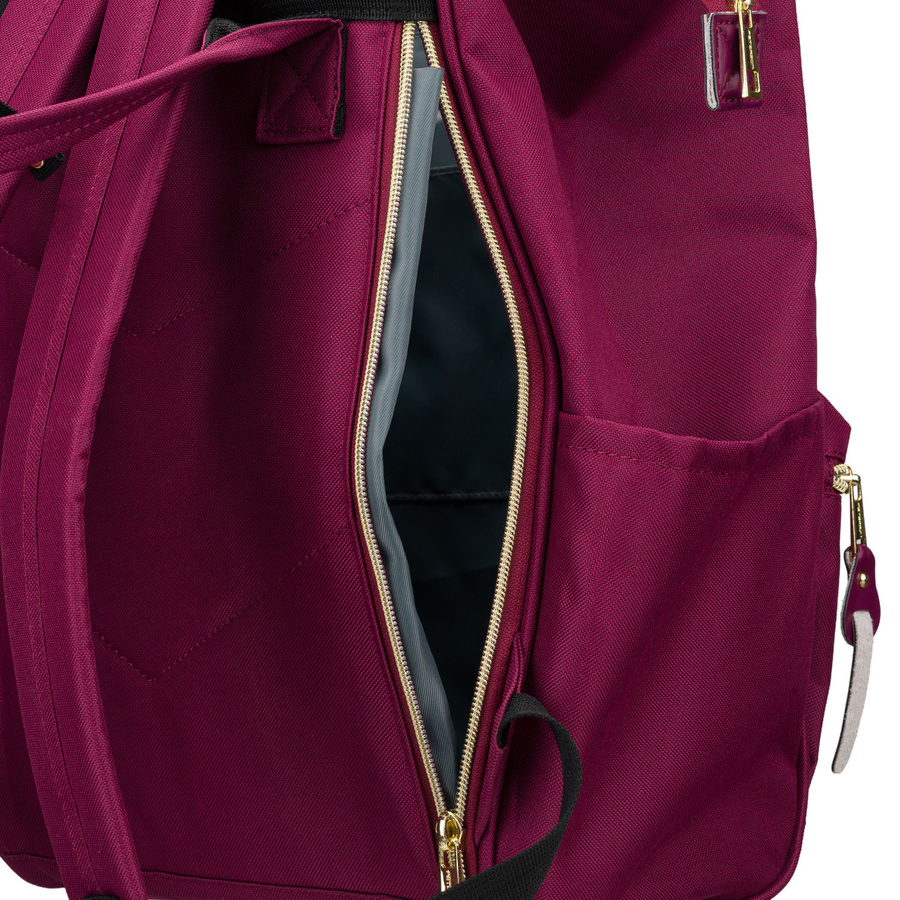 Einfaches Damen-Rucksack aus Polyester in Burgunderfarbe, ausgestattet mit USB-Anschluss - Peterson – Bild 18