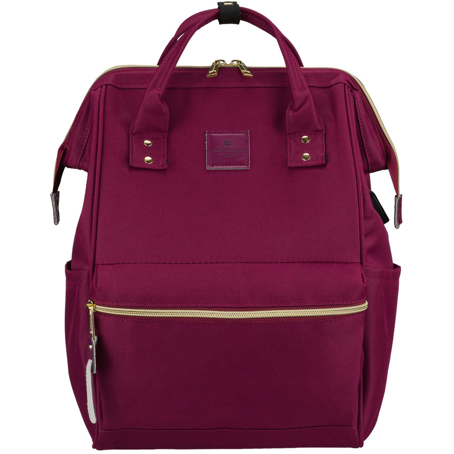 Einfaches Damen-Rucksack aus Polyester in Burgunderfarbe, ausgestattet mit USB-Anschluss - Peterson – Bild 4