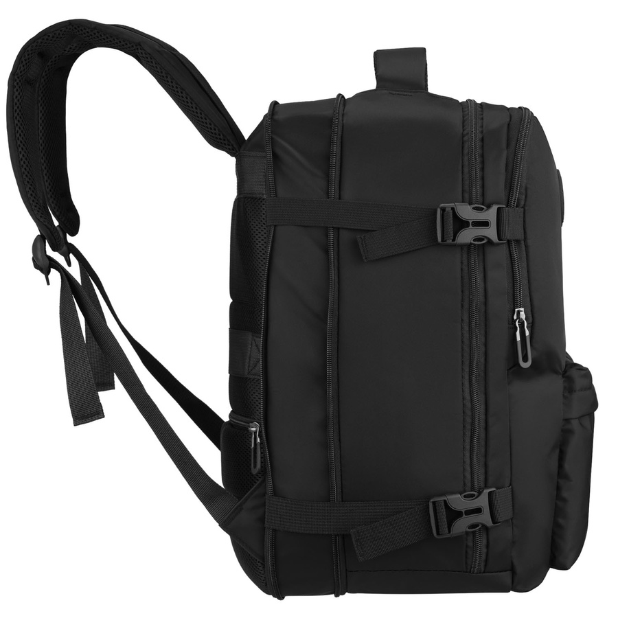 Reisetauglicher, praktischer Rucksack aus Polyester in Schwarz mit Reißverschluss - Peterson – Bild 2