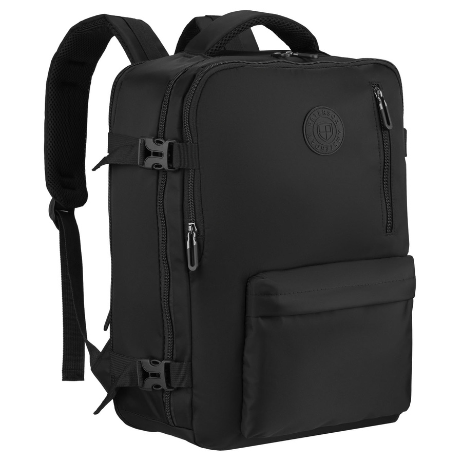 Reisetauglicher, praktischer Rucksack aus Polyester in Schwarz mit Reißverschluss - Peterson