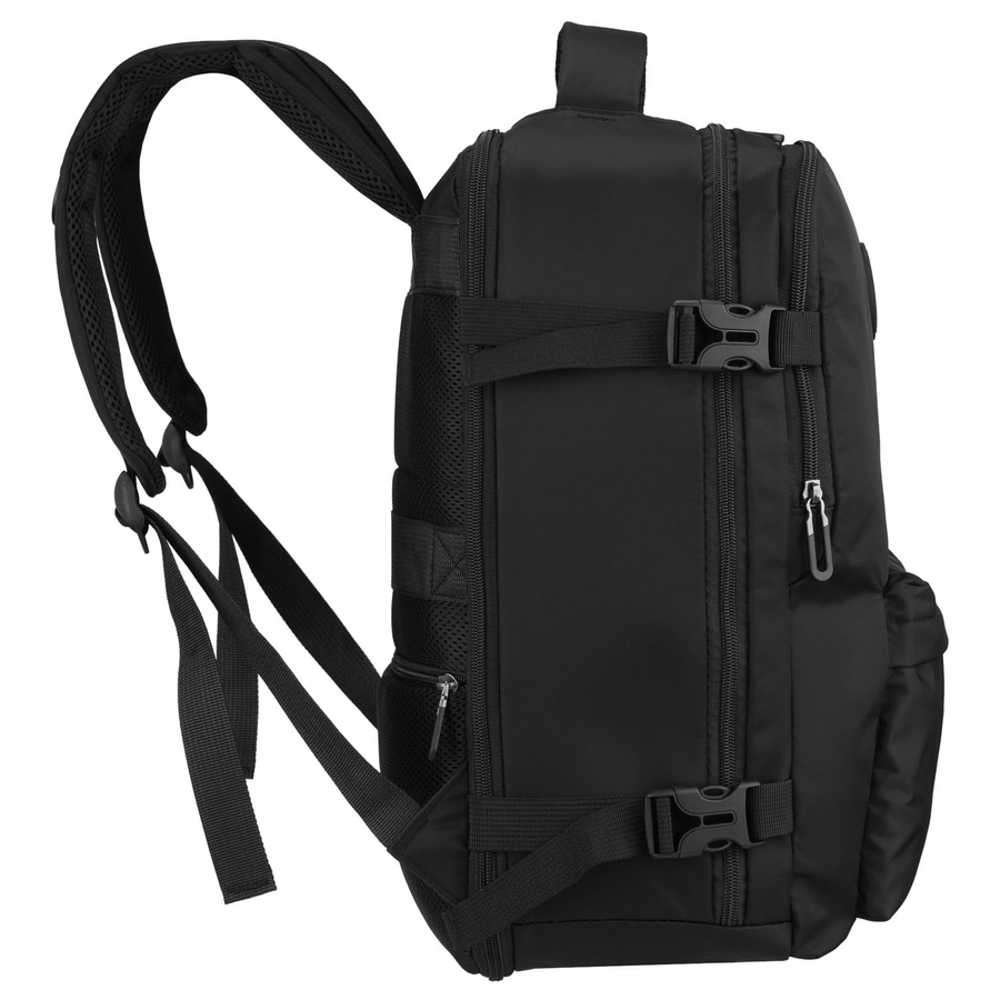 Reisetauglicher, praktischer Rucksack aus Polyester in Schwarz mit Reißverschluss - Peterson – Bild 3