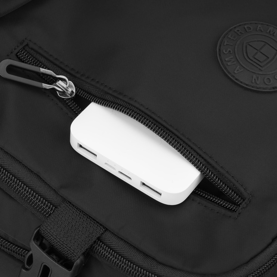 Reisetauglicher, praktischer Rucksack aus Polyester in Schwarz mit Reißverschluss - Peterson – Bild 20