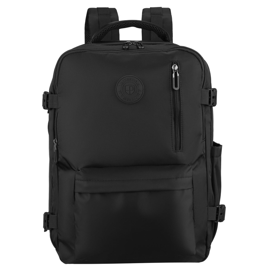 Reisetauglicher, praktischer Rucksack aus Polyester in Schwarz mit Reißverschluss - Peterson – Bild 4